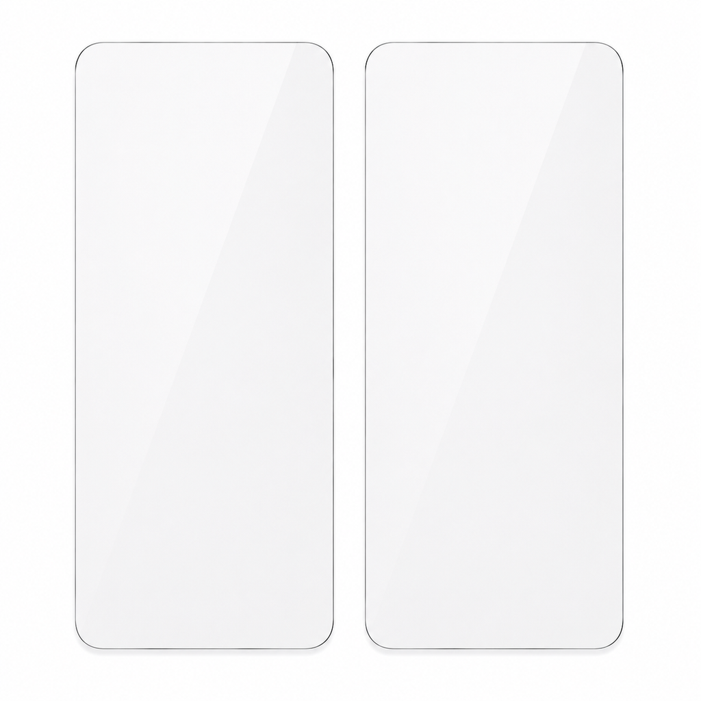 Lot de deux verres trempés iPhone 13, 13 Pro, 14 et 16e vus de dessus