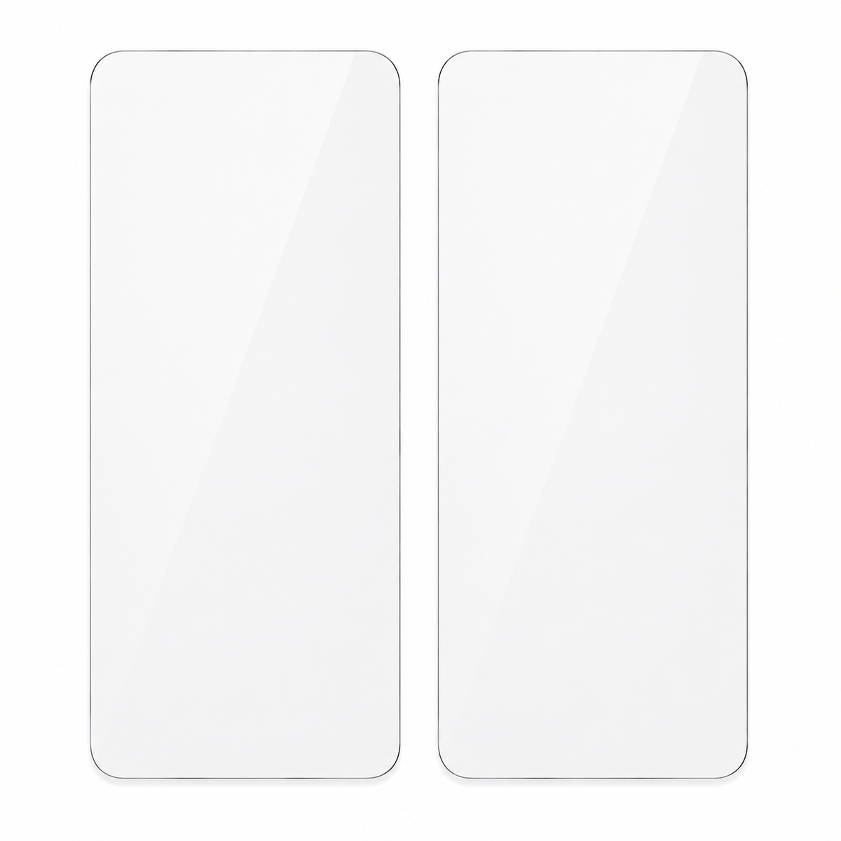 Lot de deux verres trempés iPhone 13, 13 Pro, 14 et 16e vus de dessus